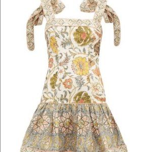 Zimmermann Tan Floral-Print Edie Mini Dress, Size 2-4